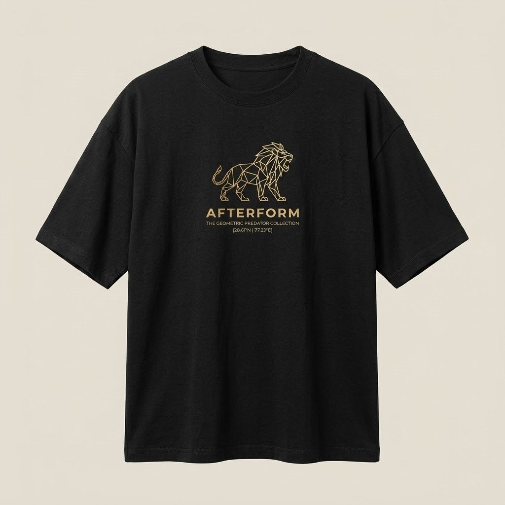 AFTERFORM Geometric Lion Oversized T-Shirt – Black