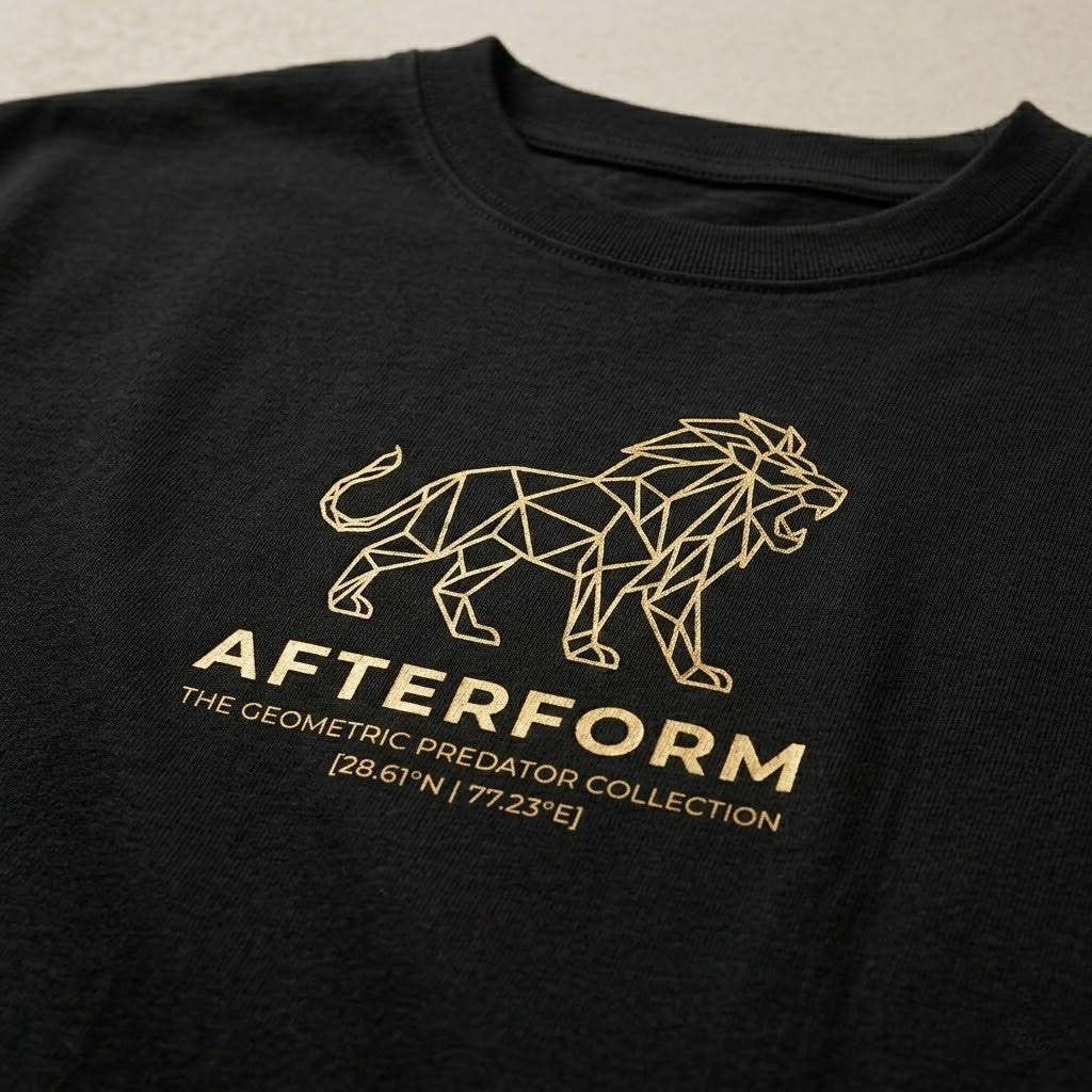 AFTERFORM Geometric Lion Oversized T-Shirt – Black