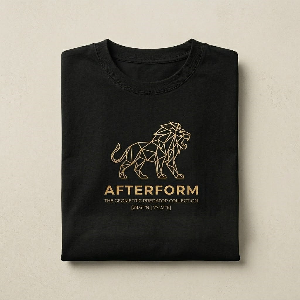 AFTERFORM Geometric Lion Oversized T-Shirt – Black