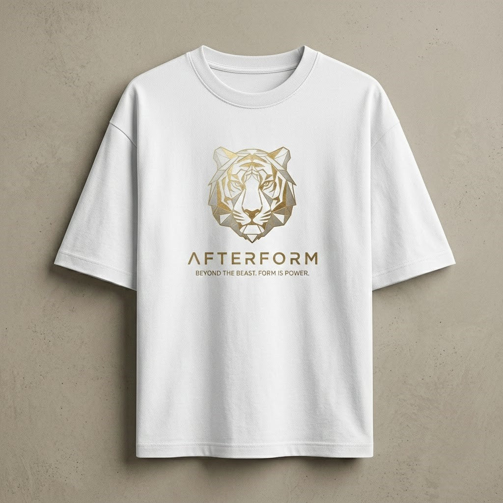 AFTERFORM Geometric Tiger Oversized T-Shirt – White